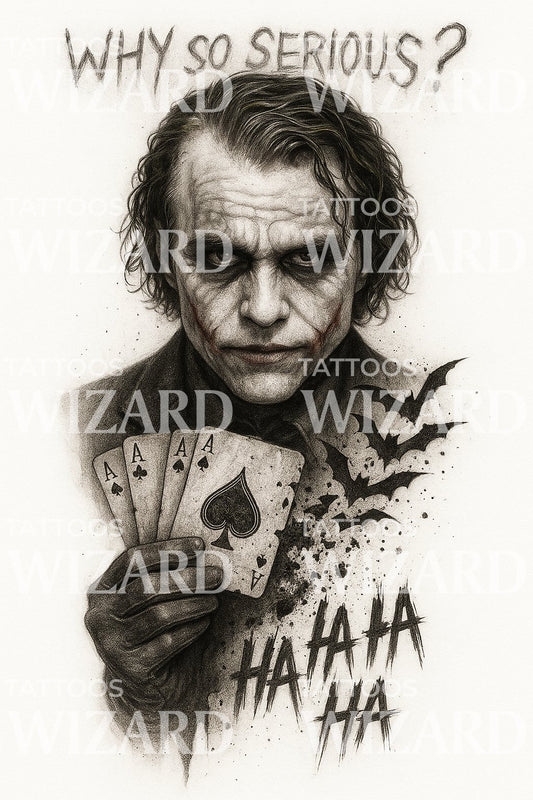 Chaotic Joker Card Tattoo Design