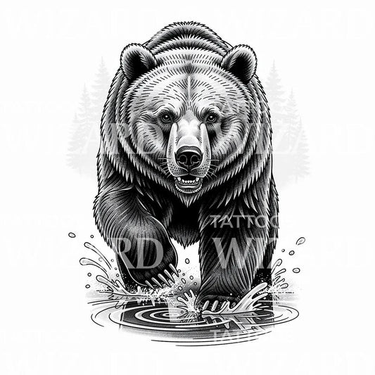 Angreifender Grizzly Tattoo Design