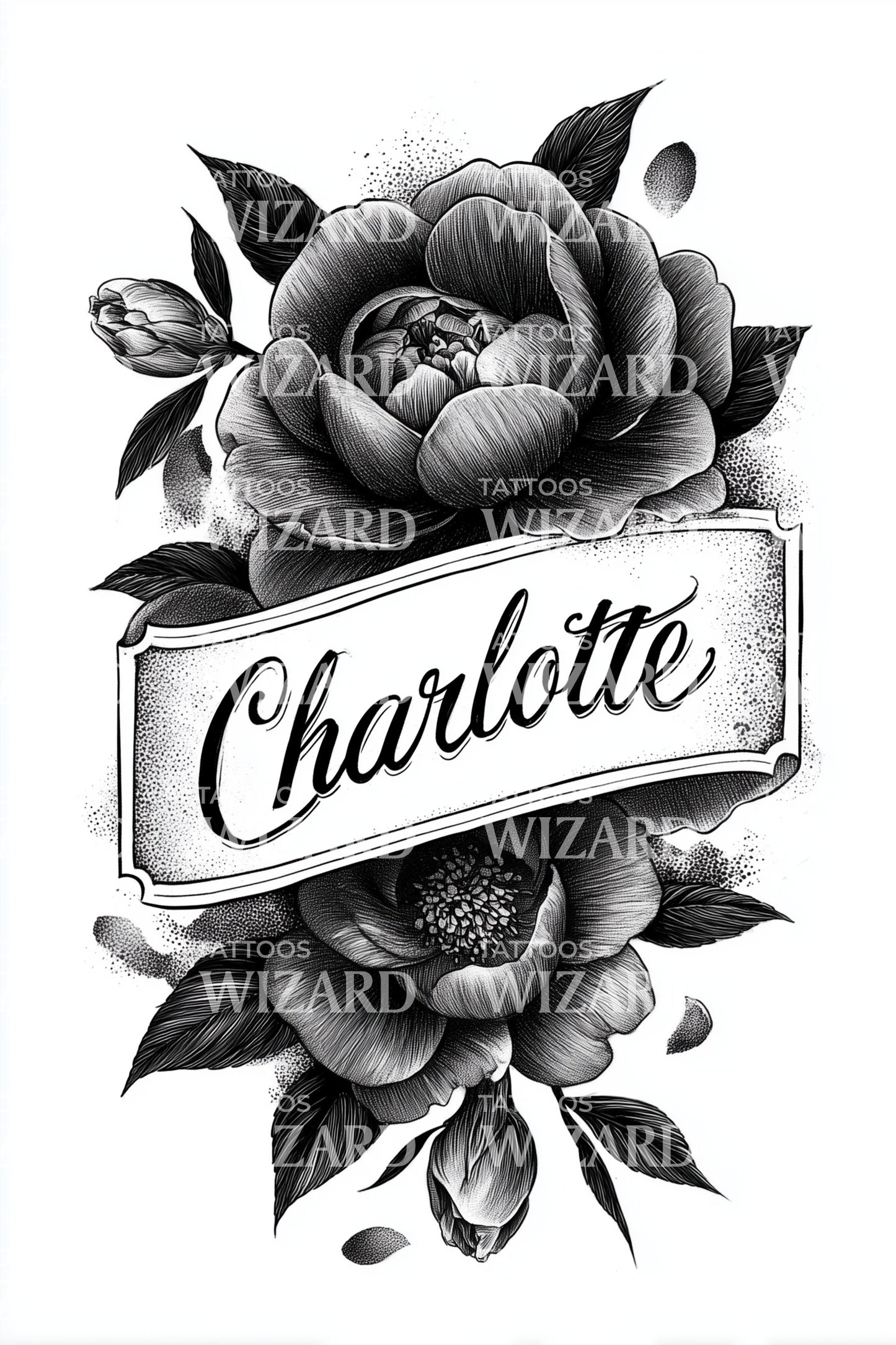 Charlotte Peony Garden Tattoo Design