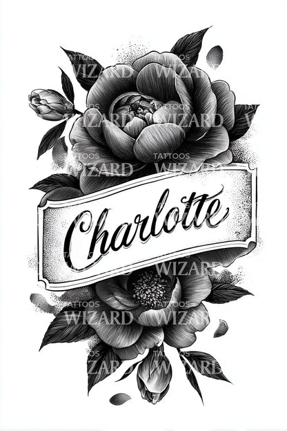Charlotte Peony Garden Tattoo Design