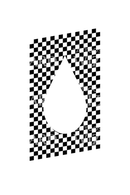 Diseño de tatuaje de lágrima ajedrezada ilusoria