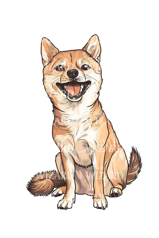 Idea de tatuaje de sonrisa alegre de Shiba