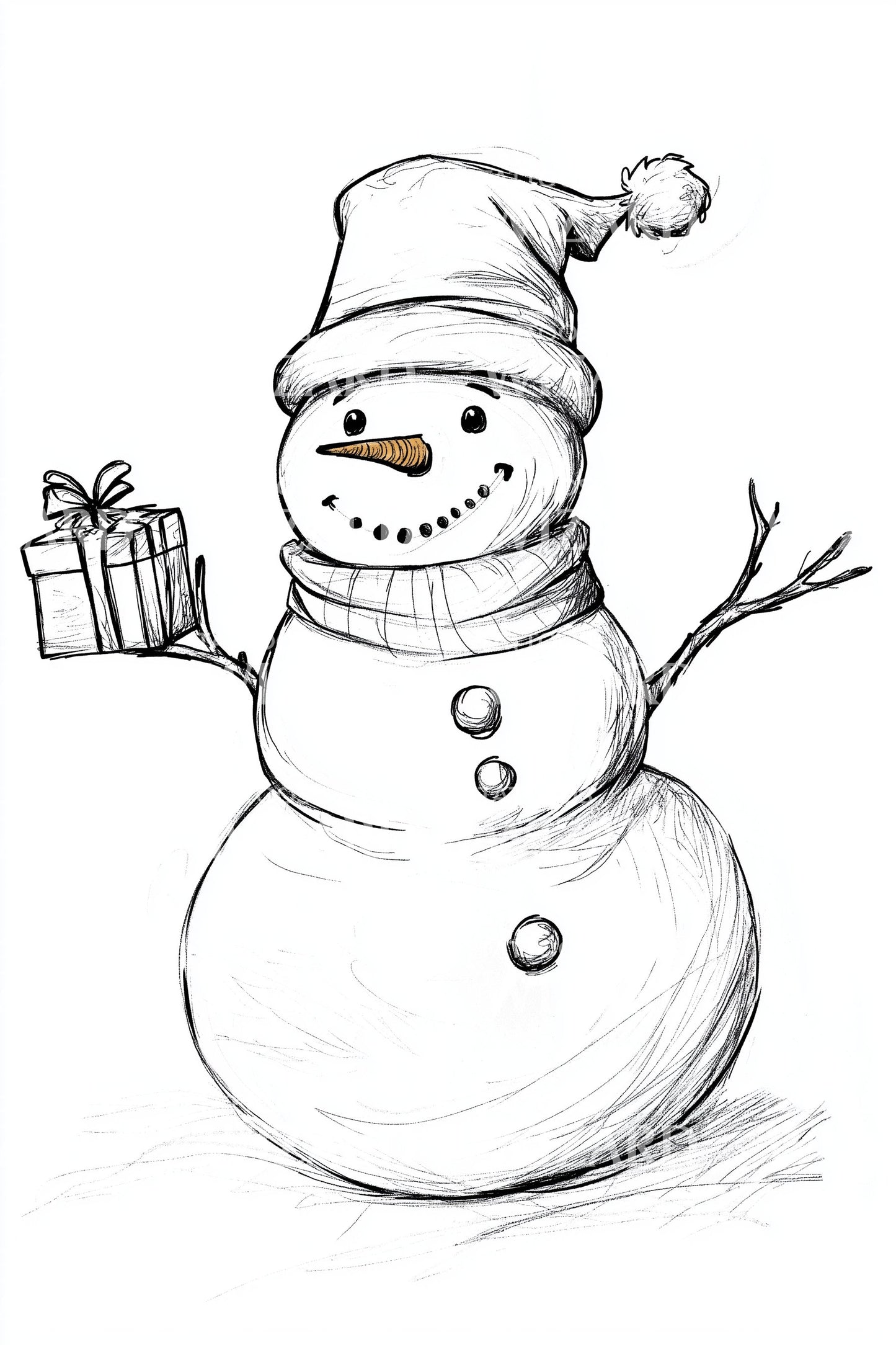 Cheerful Snowman Present Tattoo Idea
