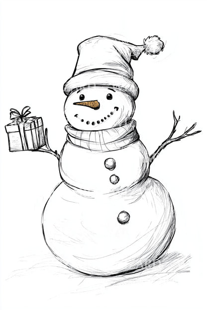 Cheerful Snowman Present Tattoo Idea