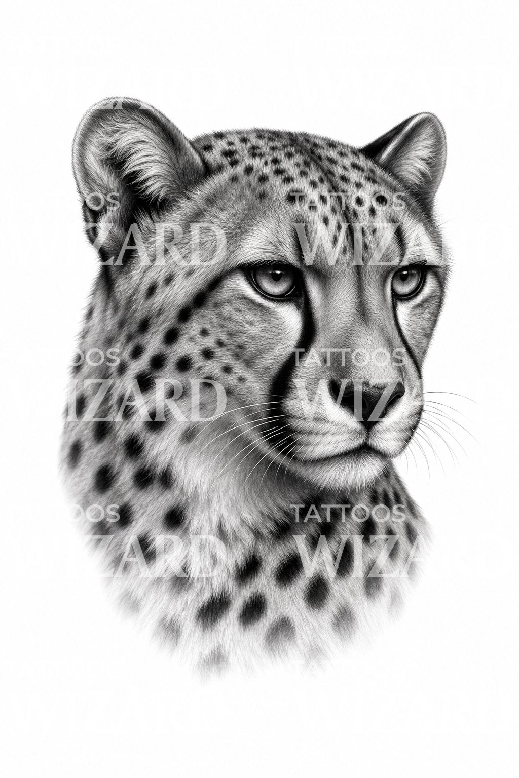 Cheetah Portrait Tattoo Idea