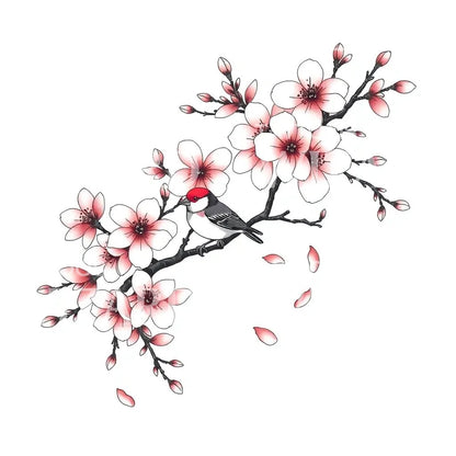 Cherry Blossom Bird Tattoo Design