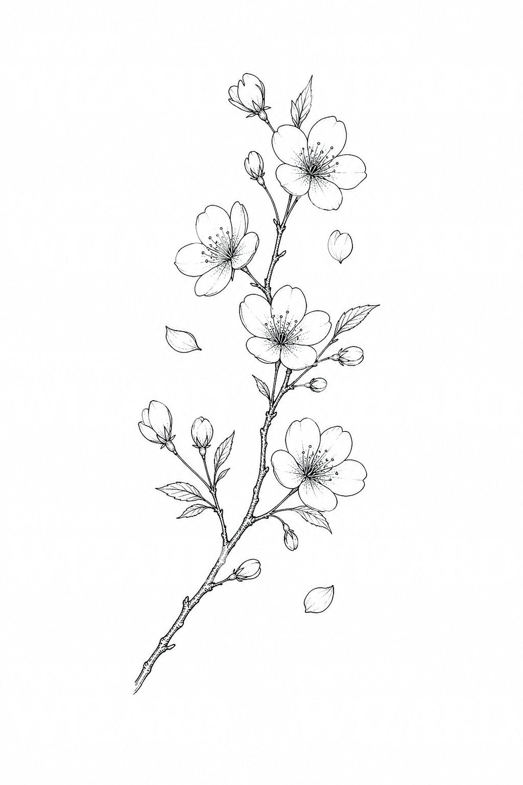 Cherry Blossom Branch Tattoo Design