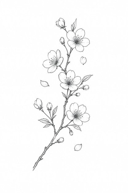 Cherry Blossom Branch Tattoo Design
