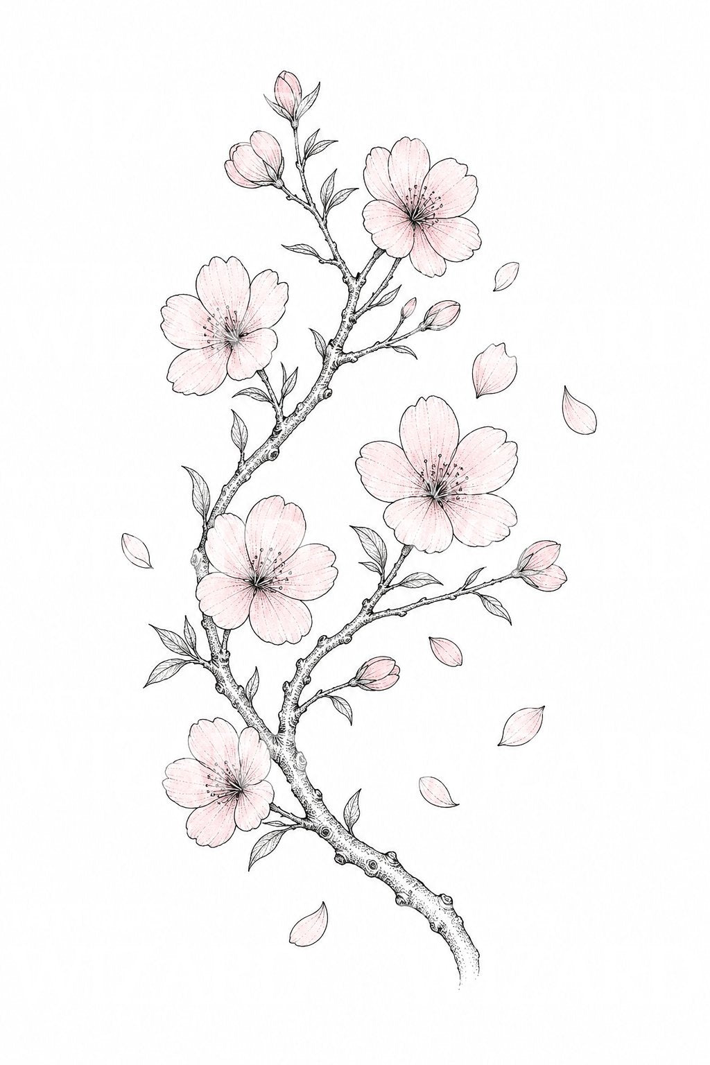 Tatoveringsdesign med kirsebærblomstgren