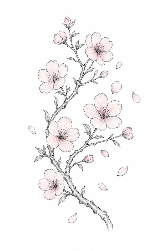 Cherry Blossom Branch Tattoo Design