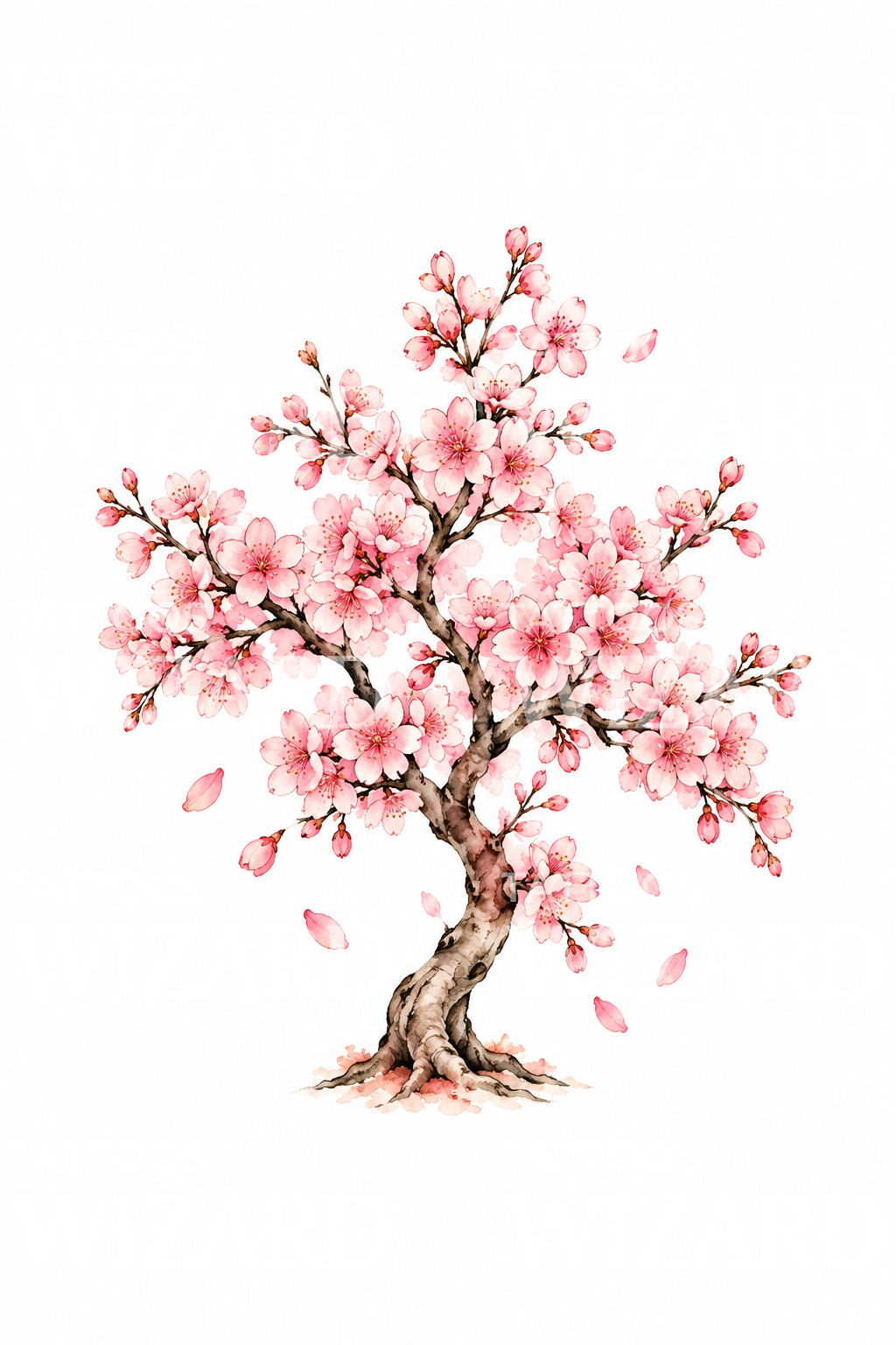 Aquarell-Tattoo-Idee mit Kirschblütenbaum
