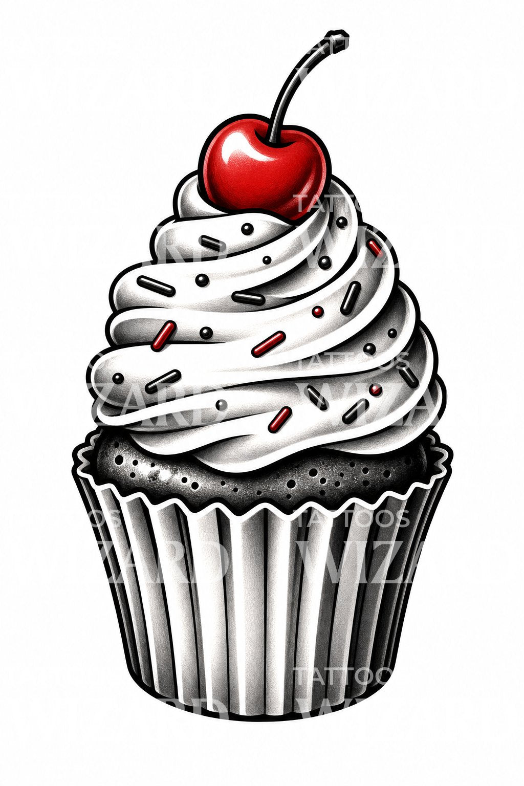 Cherry Cupcake Tattoo Design