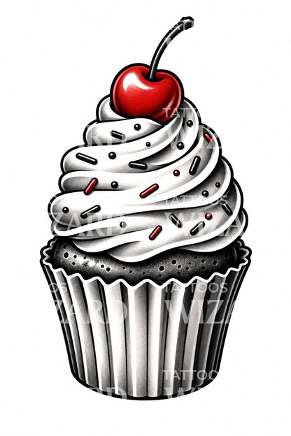 Cherry Cupcake Tattoo Design