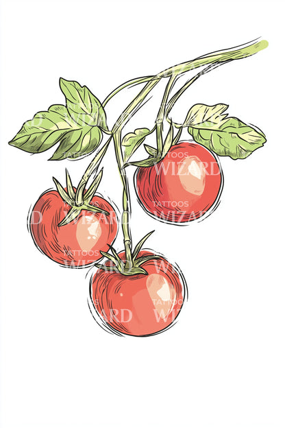 Cherry Tomato Cluster Tattoo Design