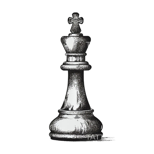 Conception de tatouage Dotwork du roi d'échecs