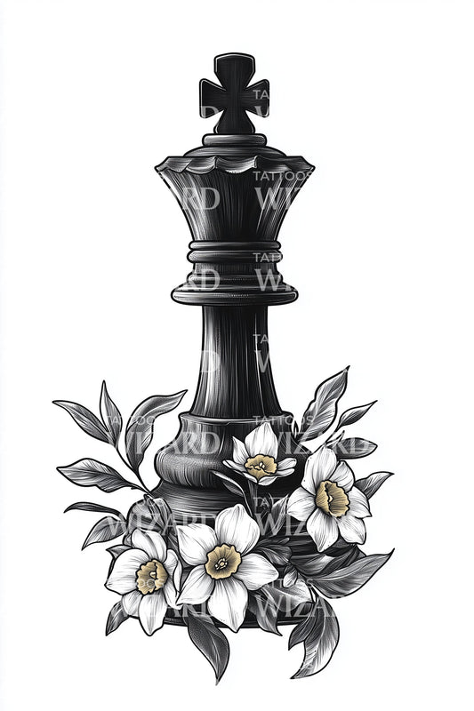 Chess King Garden Tattoo Design