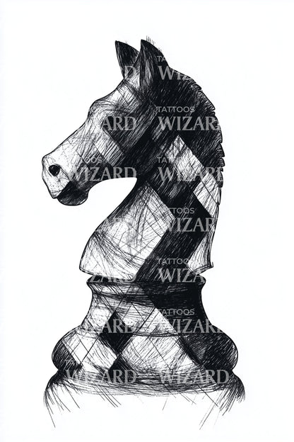 Chess Knight Head Tattoo Design