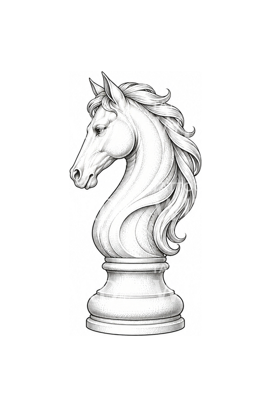 Chess Knight Piece Fine Line Tattoo Design