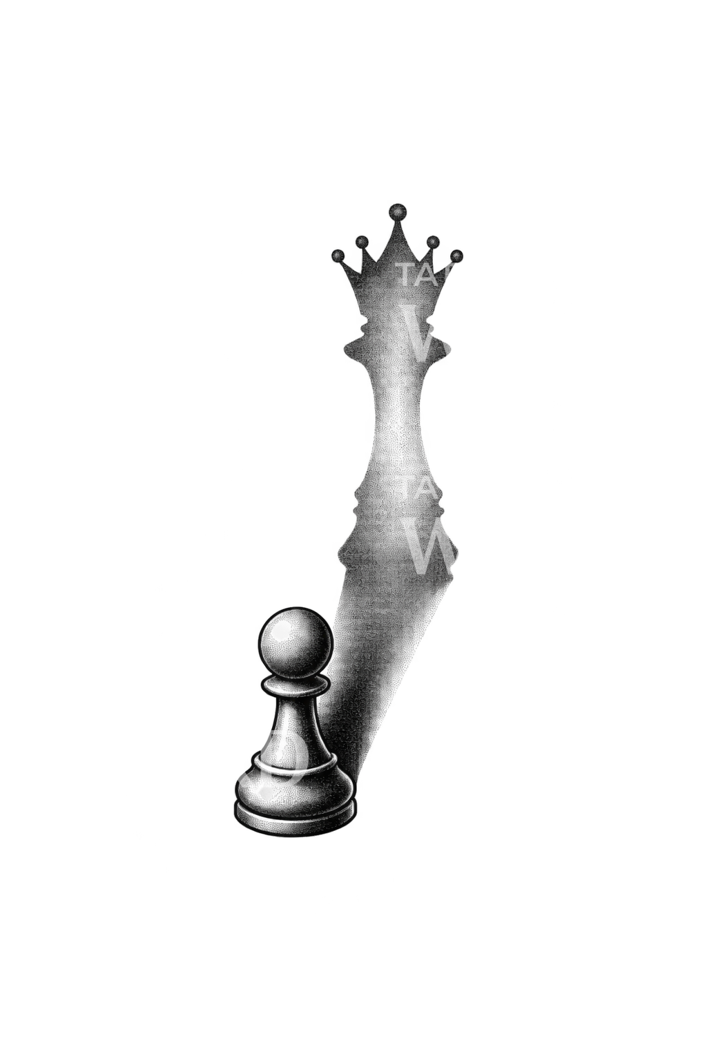 Chess Pawn with Queen Shadow Tattoo – Tattoos Wizard Designs