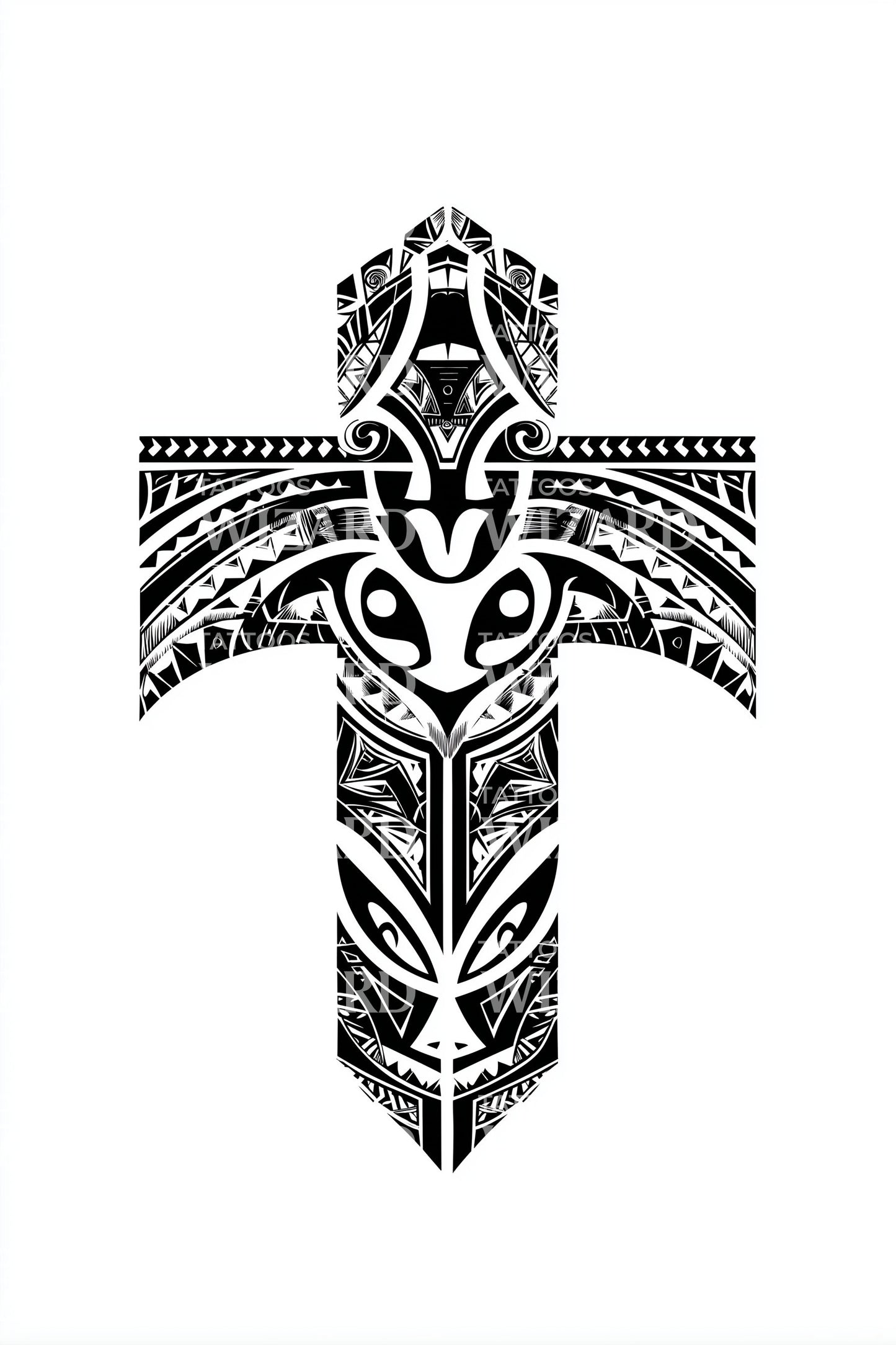 Chevron Tribal Cross Tattoo Design