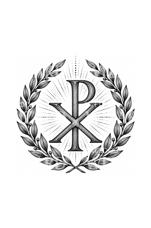 Chi Rho Haçı ve Defne Dotwork Dövme Tasarımı