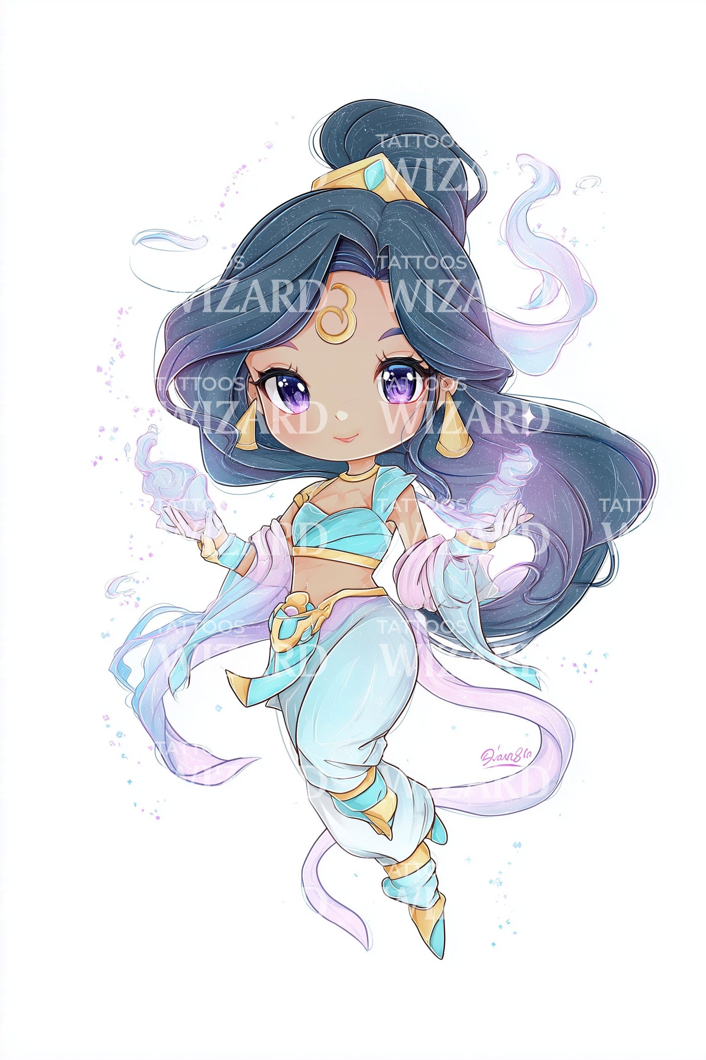 Chibi Desert Princess Tattoo Illustration