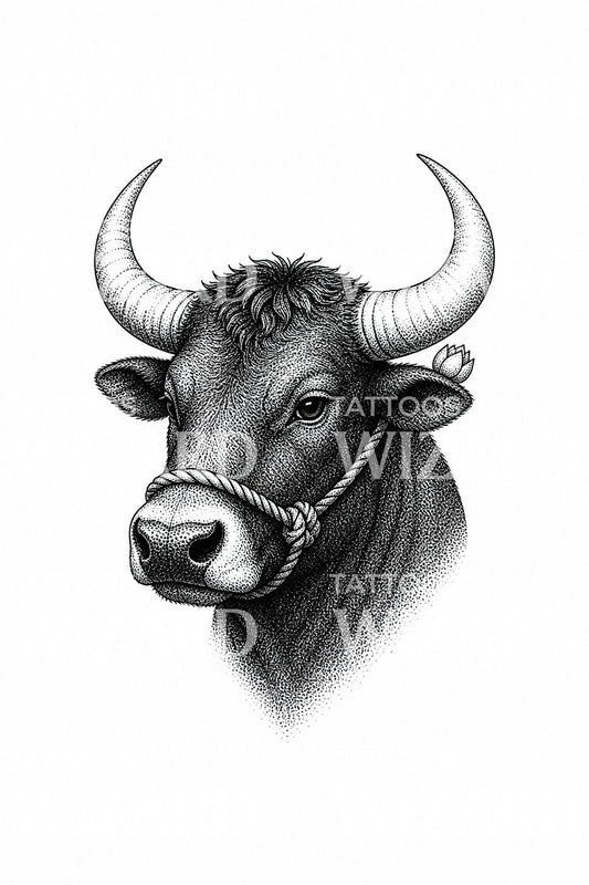 Desain Tato Kepala Kerbau Zodiak Tionghoa