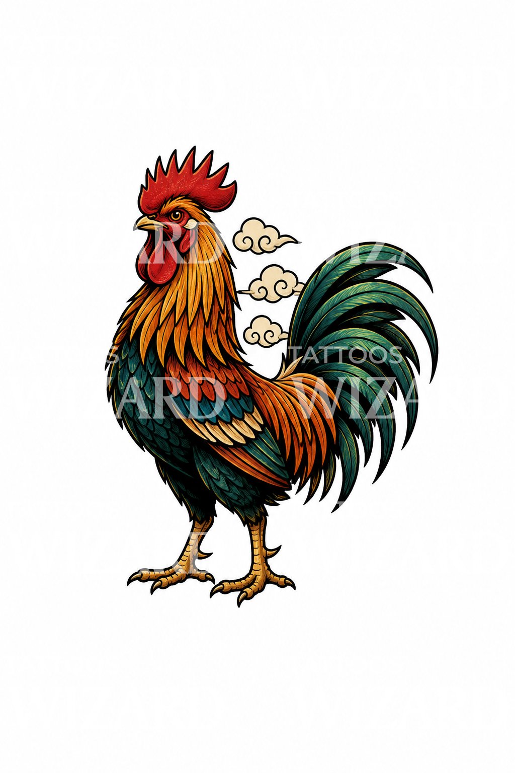 Chinese Zodiac Rooster Tattoo Design