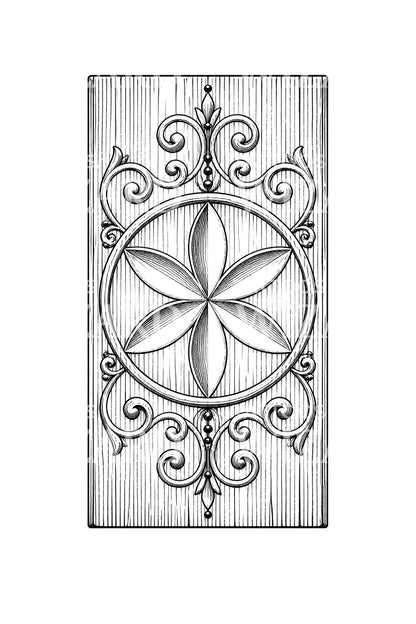 Diseño de tatuaje de rueda de margarita tallada