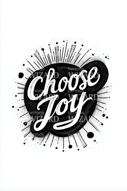 Choose Joy Retro Badge Tattoo Design