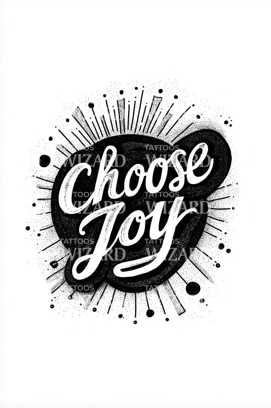 Choose Joy Retro Badge Tattoo Design
