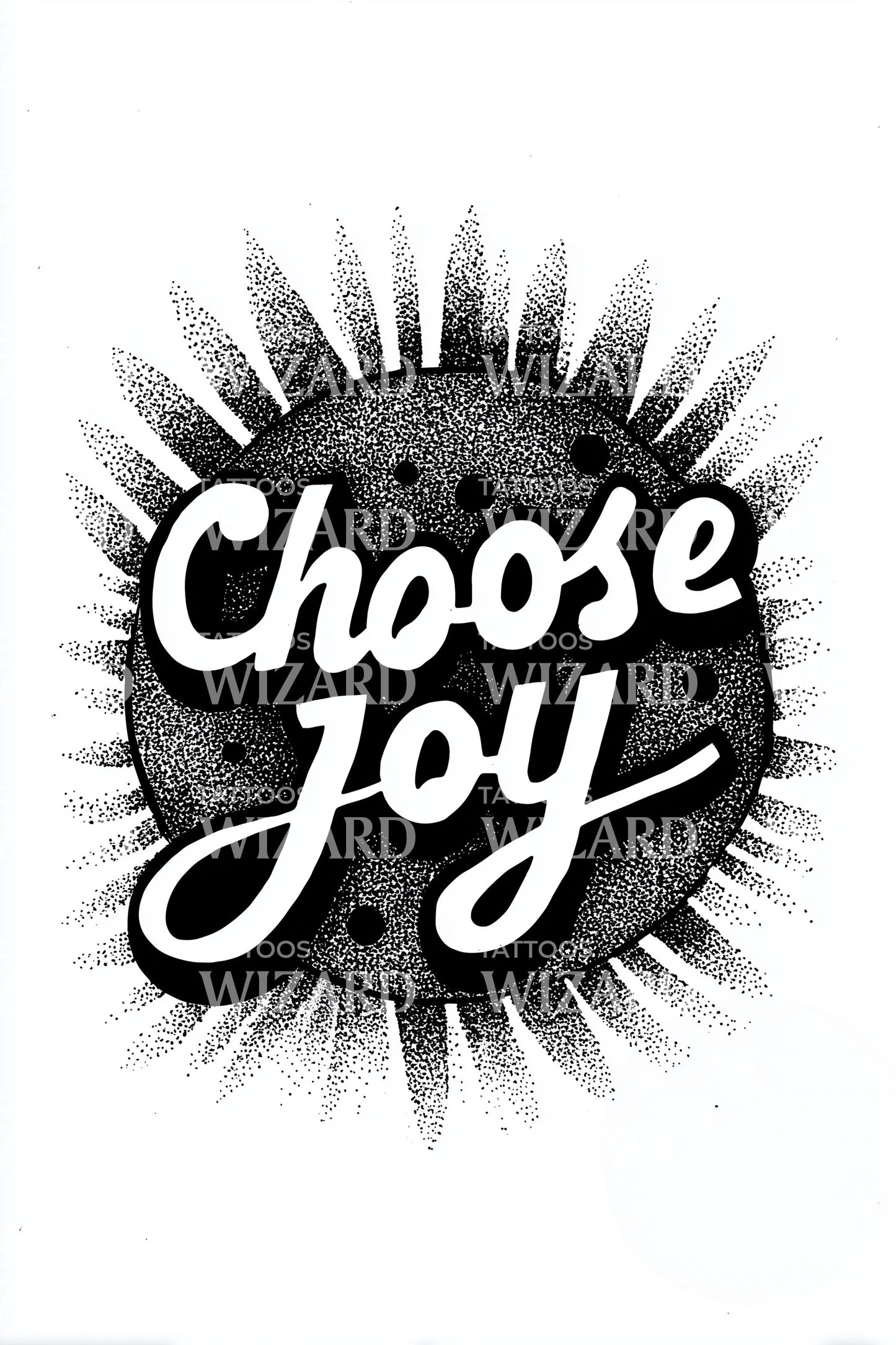 Choose Joy Sunburst Tattoo Design