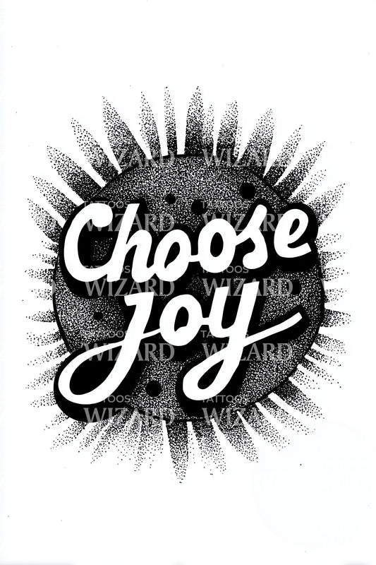 Choose Joy Sunburst Tattoo Design