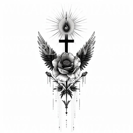 Ein Tattoo-Design mit christlichem Glaubenssymbol