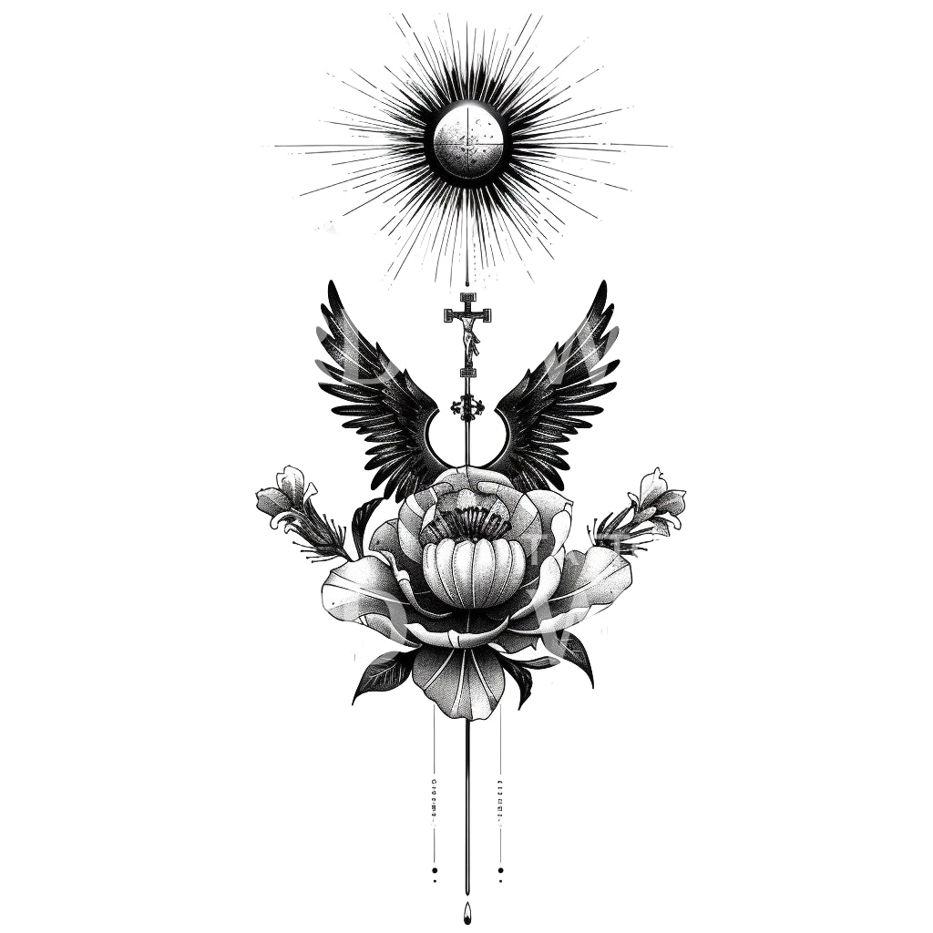 Une conception de tatouage symbolique de la foi chrétienne