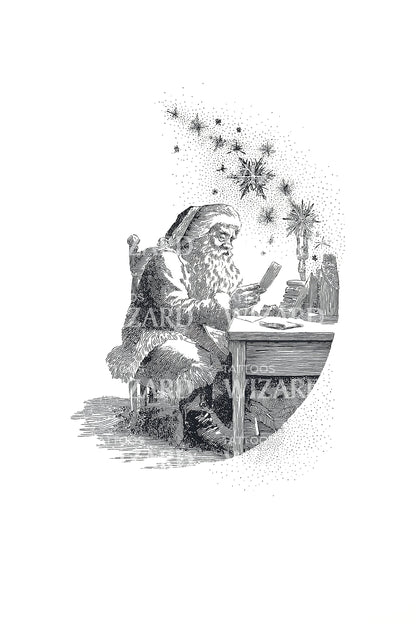 Christmas Elf Toy Workshop Tattoo Illustration