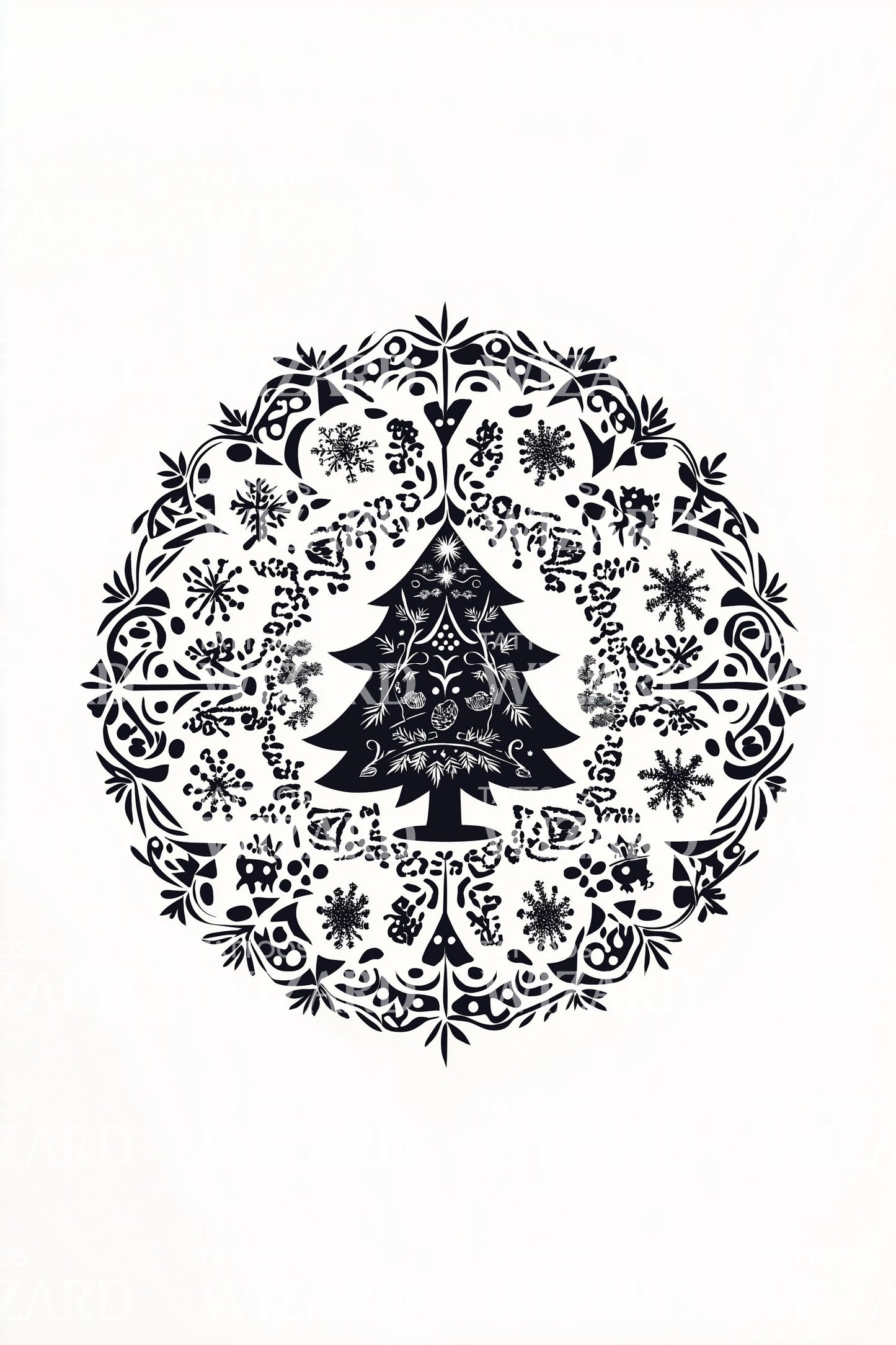 Christmas Tree Mandala Tattoo Design