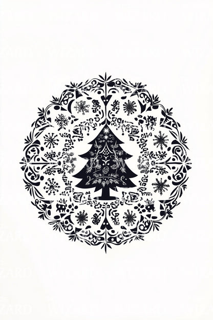 Christmas Tree Mandala Tattoo Design