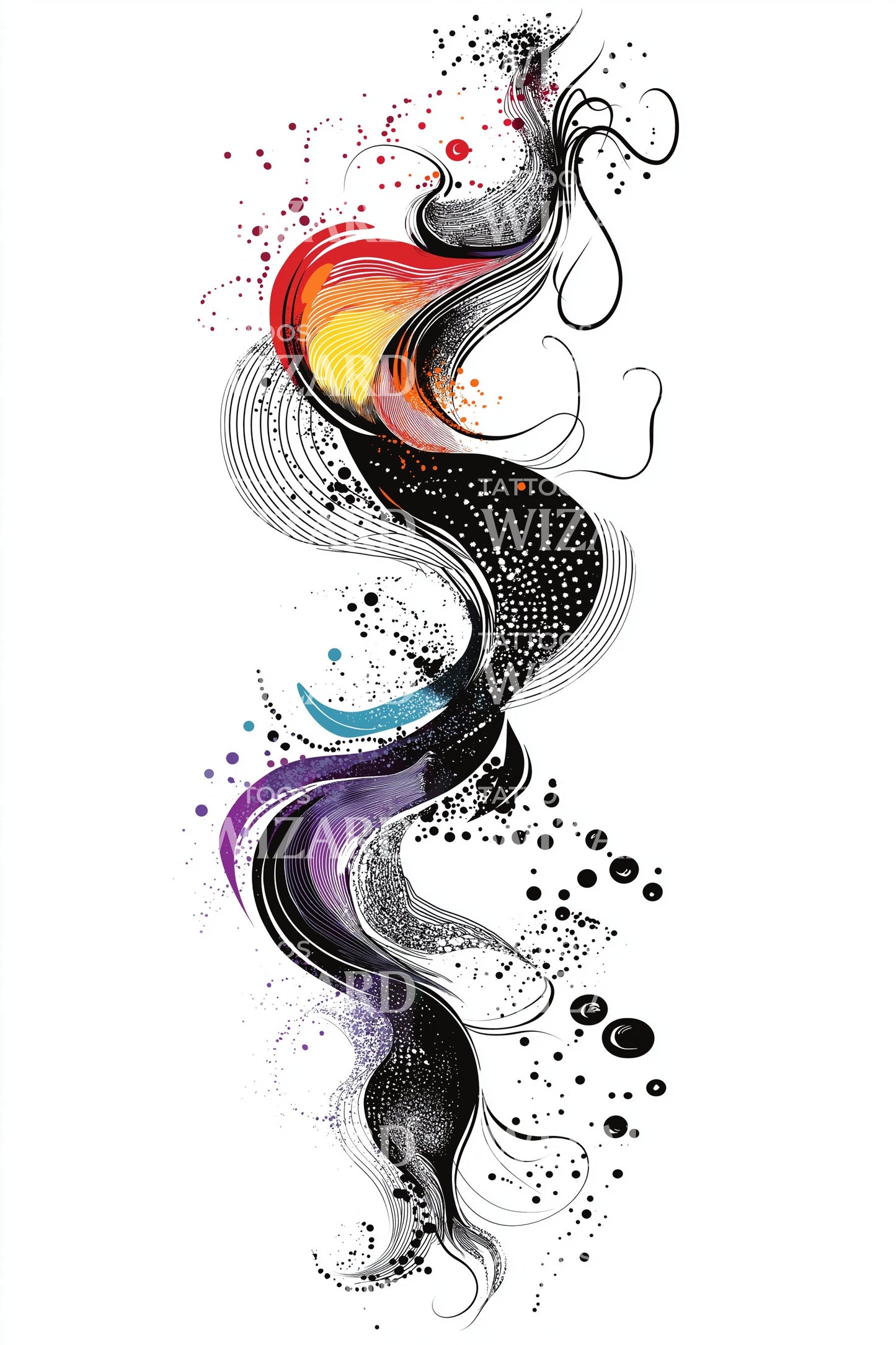 Chromatic Smoke Ribbon Tattoo Design