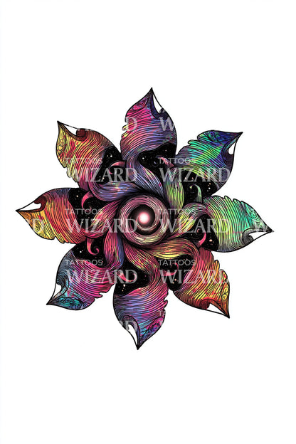 Design de tatouage de lotus en spirale chromatique