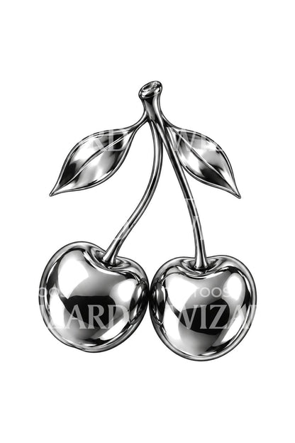 Chrome Cherry Pair Tattoo Idea