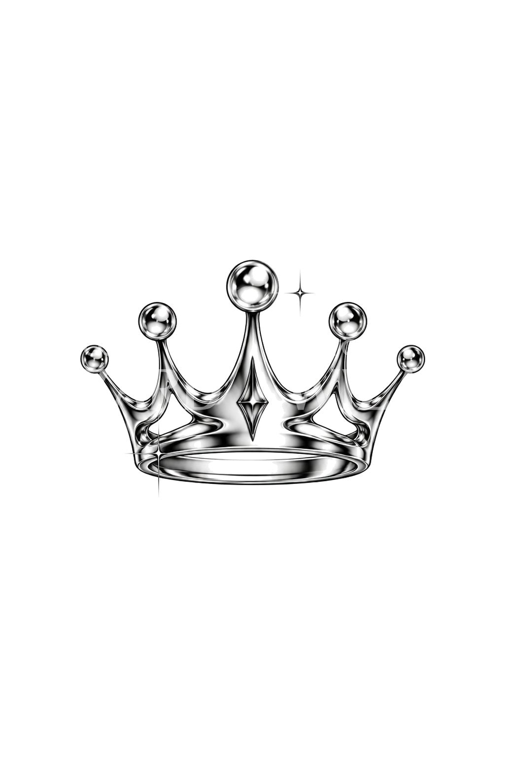 Chrome Crown with Bubble Jewels Tattoo Idea