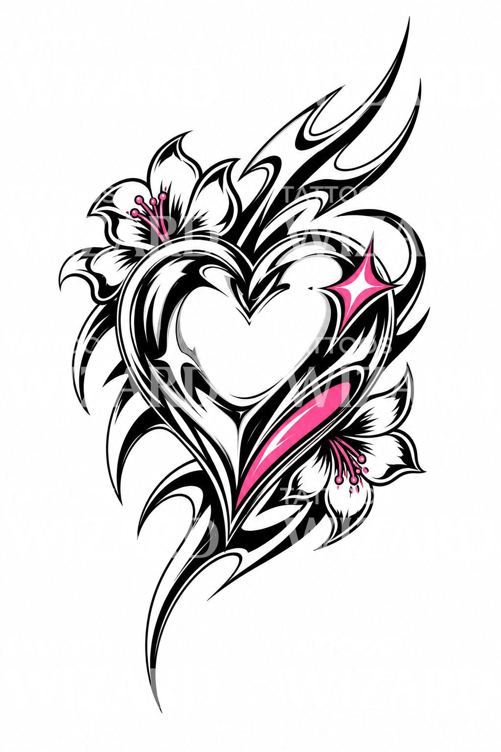 Chrome Heart Tribal Tattoo Idea