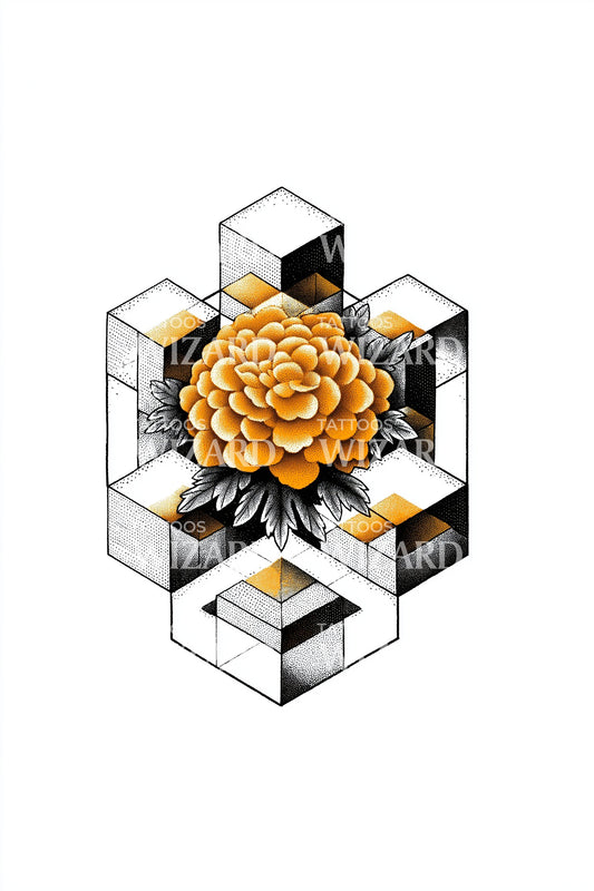 Chrysanthemum Cubes Tattoo Design