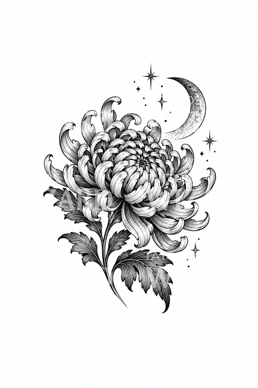 Chrysanthemum November Birth Flower Tattoo Design