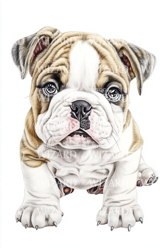 Chubby Bulldog Puppy Tattoo Design