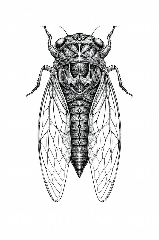 Cicada Dotwork Tattoo-Illustration