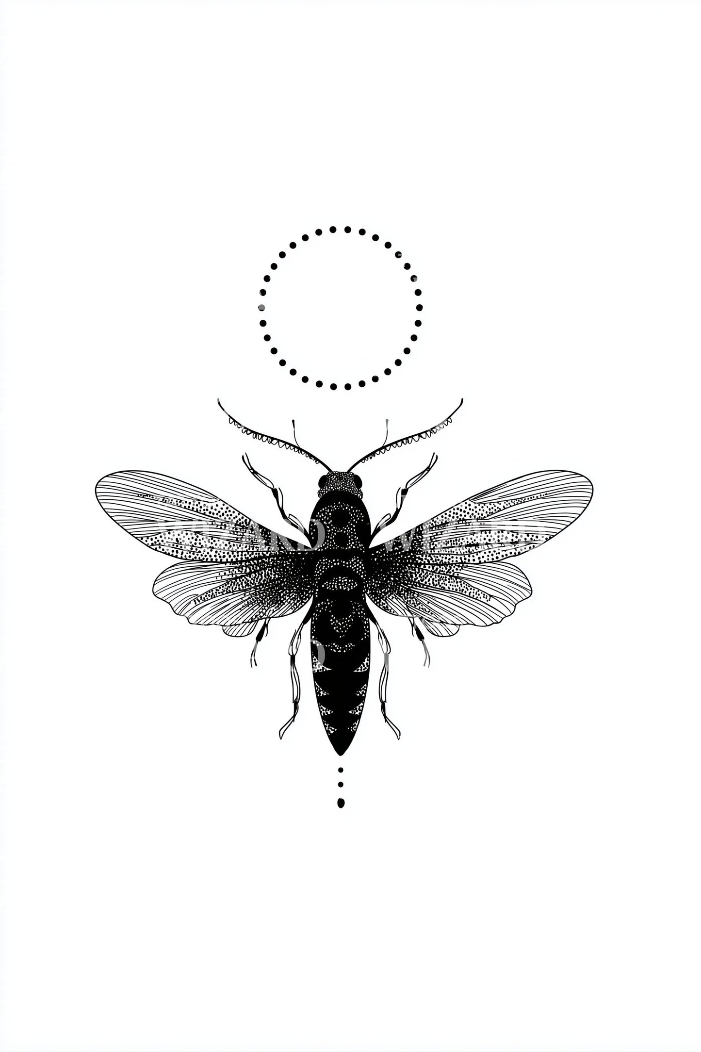 Cicada Lunar Symbol Tattoo Design