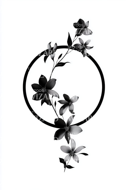 Circle Jasmine Cascade Tattoo Design