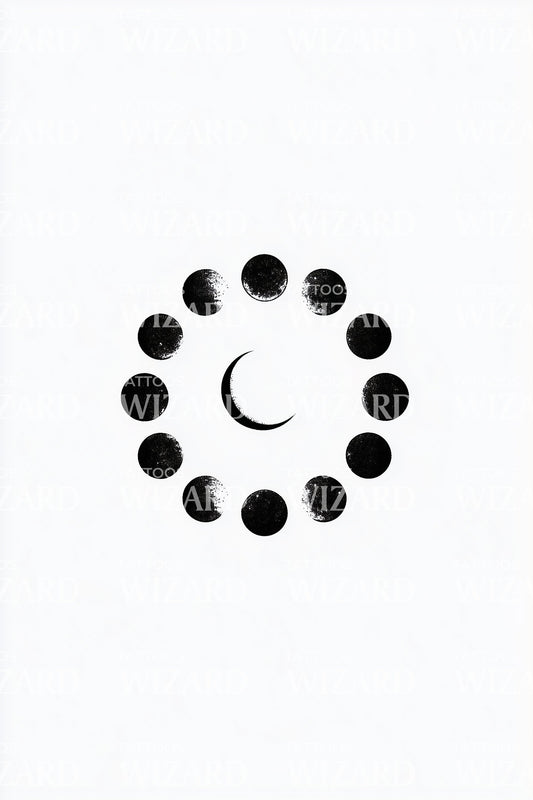 Circle of Moon Phases Tattoo Idea
